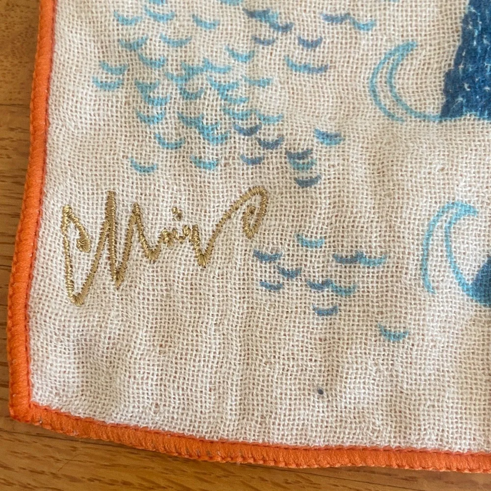Mermaid w/Waves Embroidered Wash Cloth Japan New w/tags 🇯🇵